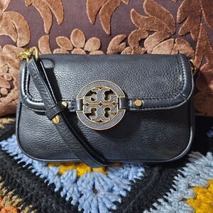 Tory Burch Black Crossbody Bag with Gold Accents